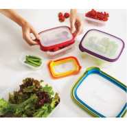 7 Piece Rainbow Plastic Fridge Storage Food Containers With Leakproof Lids- Multi-colour.