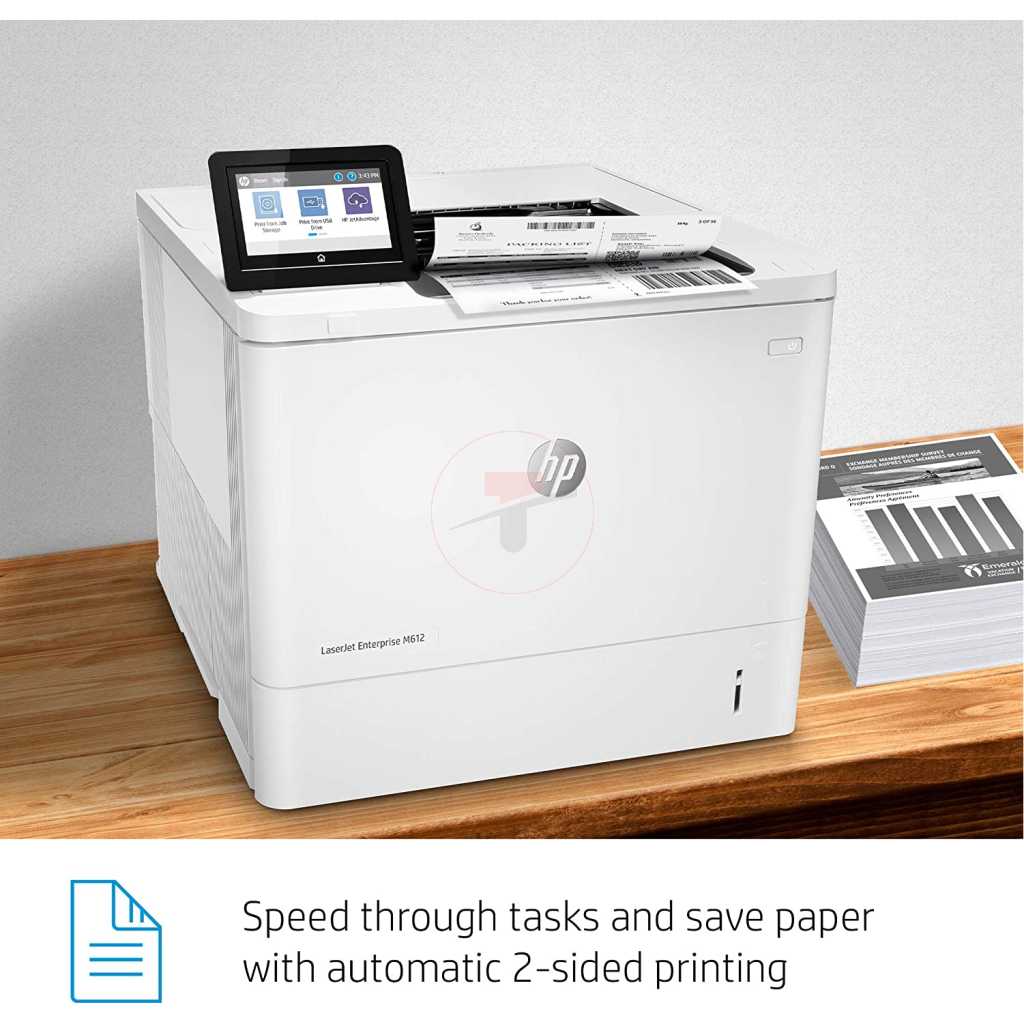 HP LaserJet Enterprise M612dn Monochrome Printer with built-in Ethernet & 2-sided printing