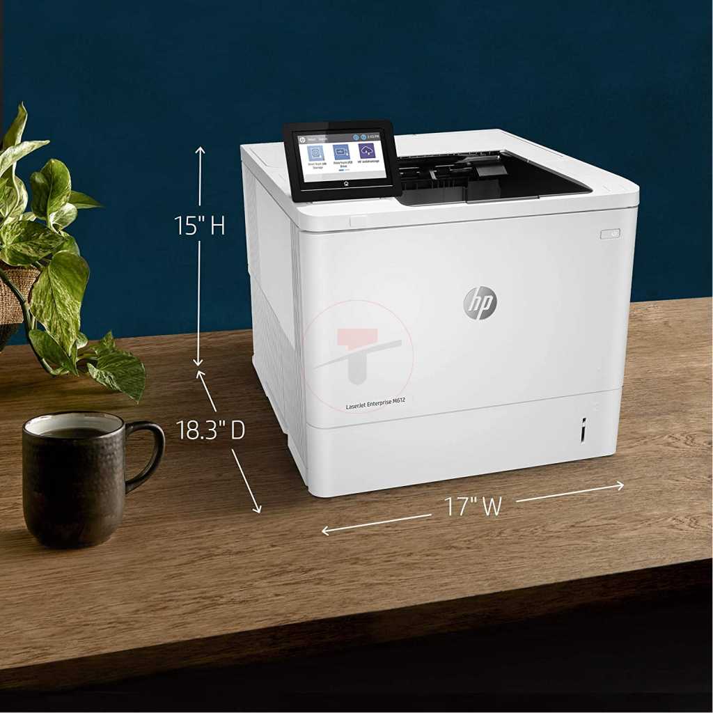 HP LaserJet Enterprise M612dn Monochrome Printer with built-in Ethernet & 2-sided printing