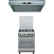 Ariston A6GG1FX - SS,60 x 60 4 Gas Oven, Grill , Auto IGN & Auto Safety, Rotisserie And Ariston 60cm Slim Cooker Hood