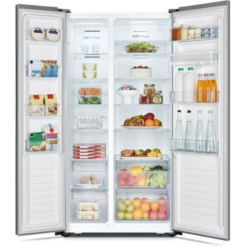 Hisense 670L Side-by-side Refrigerator with Dispenser RC-67WS4SB1 Refrigerator, Auto Defrost - Silver