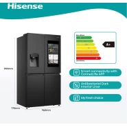 Hisense 680-Litres Multi-Door Smart Fridge RC-68WC4SB; Touch Screen + Ice Maker + Water Dispenser, Frost Free Refrigerator – Black Hisense Fridges TilyExpress