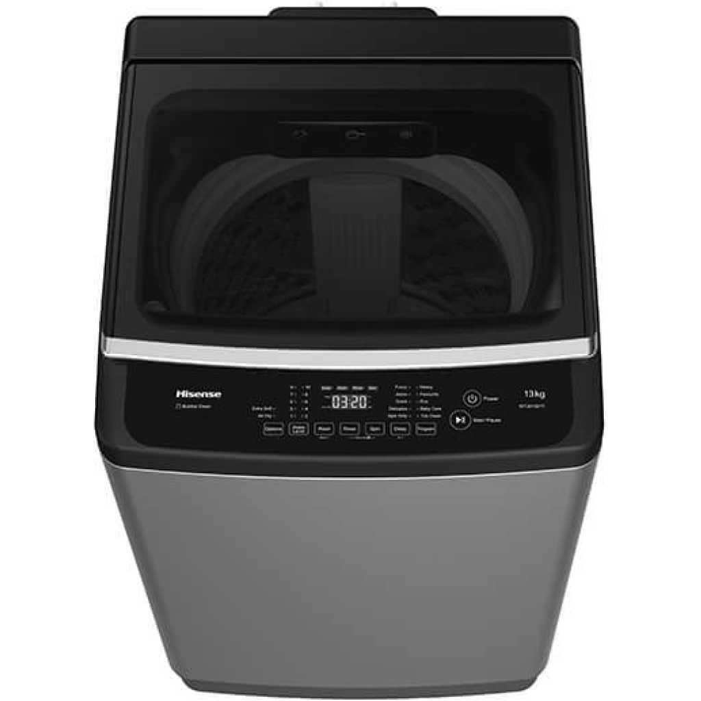 Hisense 13kg Top Load Washing Machine WTJA1302T; Bubble Clean, Smart Fuzzy, Double Magic Filter, 10 Washing Programs - Grey