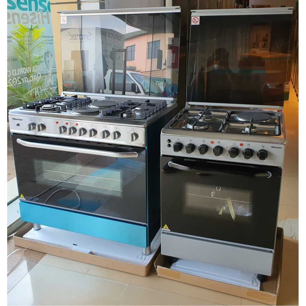 Hisense Cooker 90x60cm 4-Gas Burners And 2-Electric Plate HF942GEES, Auto Ignition, Flame Failure Protection, Grill, Rotisserie - Inox