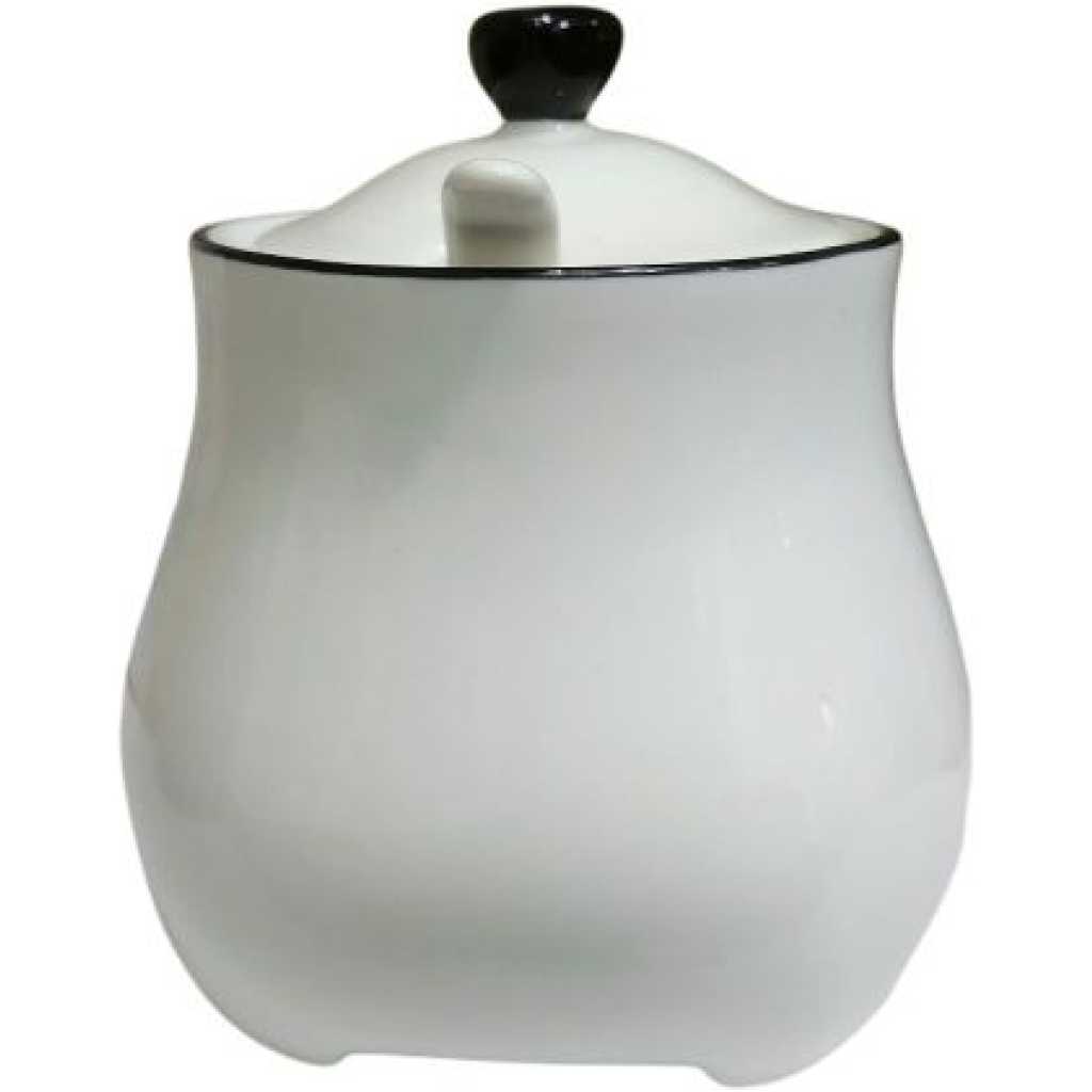 Ceramic Spice Sugar Bowl Dish - White