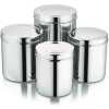Stainless Steel Deep Tins With Lids (Set of 4) -(Capacity of 3 L, 2.5 L, 1.8 L, 1.25 L) - Vertical Storage Container - Silver.