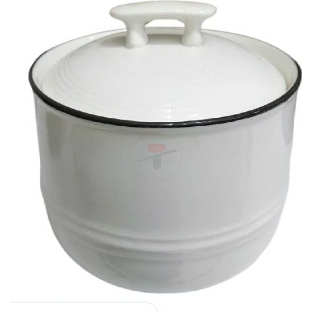 Round Ceramic Spice Sugar Bowl Dish - White