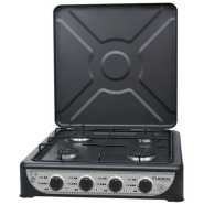 4 Burner Gas Cooker Stove With Lid -Black.