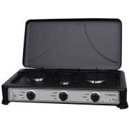 3 Burner Gas Cooker Stove With Lid -Black.