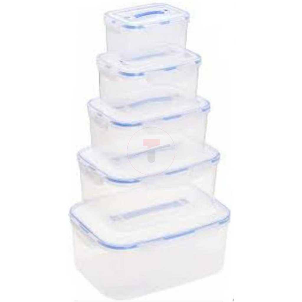 5 Piece Airtight Food Storage Containers Tins With Lids,Multi-Colours.