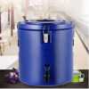 8L Commercial Insulated Rice Barrel Cold Beverage Carrier with One Botton Exhaust, Iced Container with Particle Surface, for Drink,Coffee, Milk & Ice, Panic, Home Party - Blue