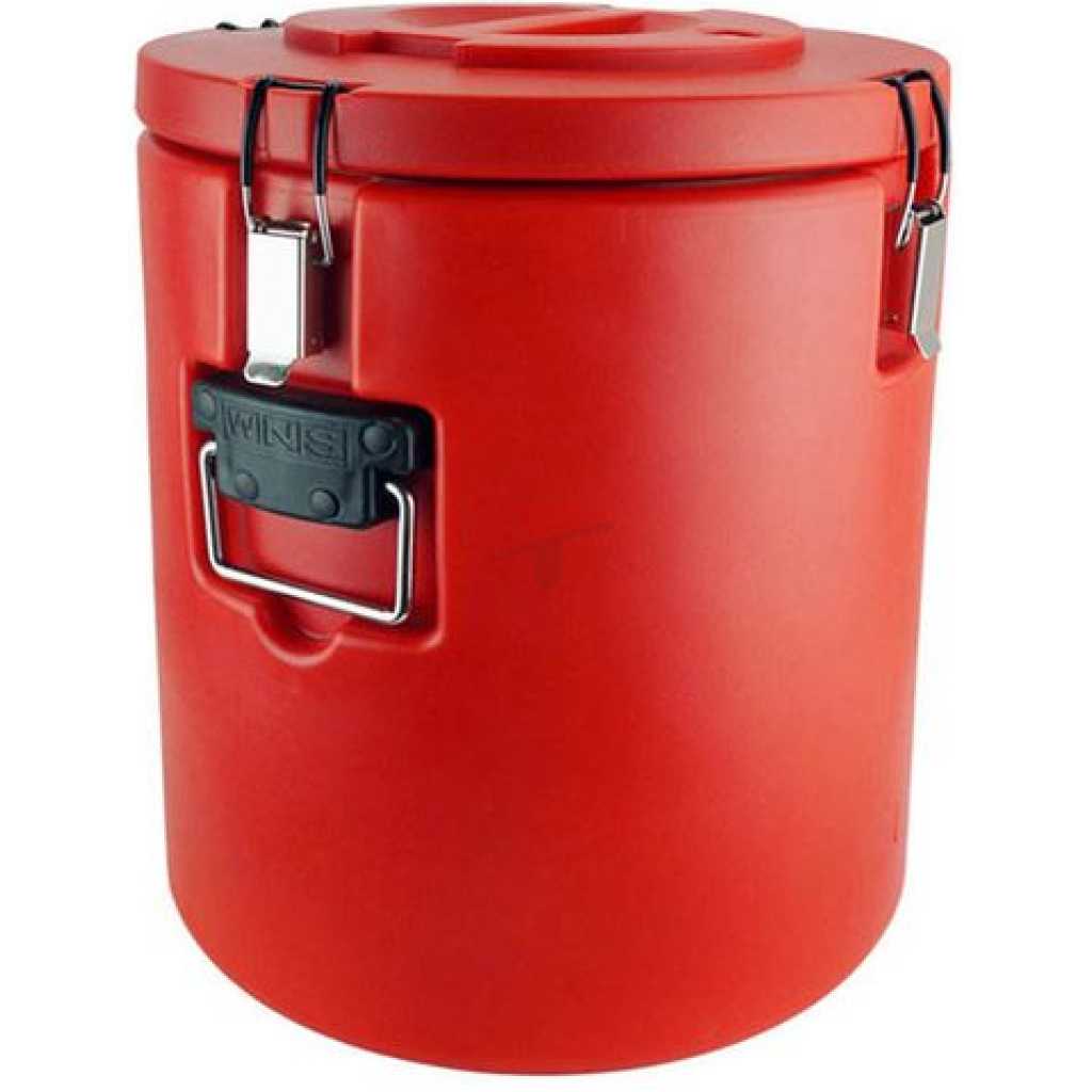 18L Commercial Insulated Rice Barrel Cold Beverage Carrier with One Botton Exhaust, Iced Container with Particle Surface, for Drink,Coffee, Milk & Ice, Panic, Home Party - Red