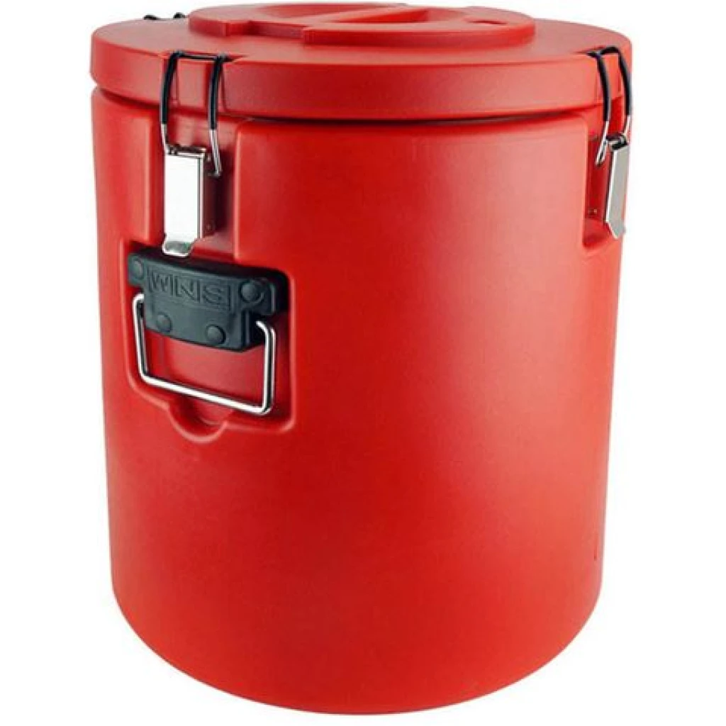 18L Commercial Insulated Rice Barrel Cold Beverage Carrier with One Botton Exhaust, Iced Container with Particle Surface, for Drink,Coffee, Milk & Ice, Panic, Home Party - Red
