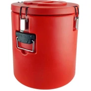 18L Commercial Insulated Rice Barrel Cold Beverage Carrier with One Botton Exhaust, Iced Container with Particle Surface, for Drink,Coffee, Milk & Ice, Panic, Home Party - Red