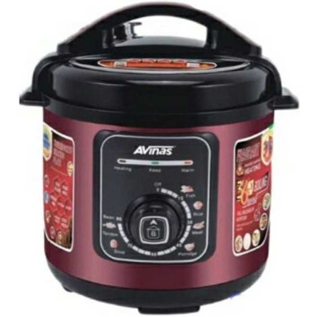 AVINAS 6L Intelligent Electric Rice Pressure Cooker Saucepan Steamer - Maroon