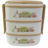 3 Layer Rabbit Lunch Box Container Tiffin - Cream