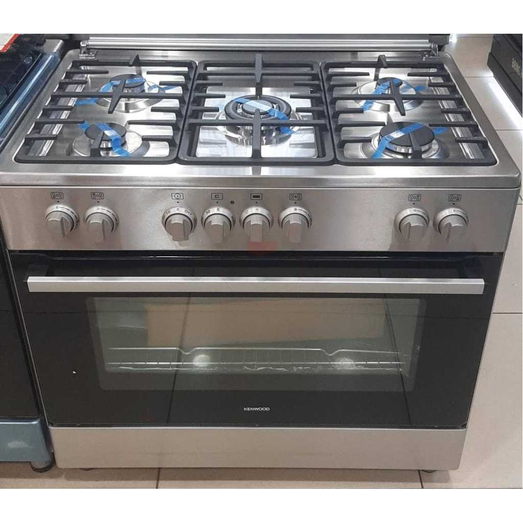 Kenwood Full Gas Cooker 90x60cm GCE90; 5-Gas Burners, Dual Rotisserie, Electric Oven & Grill, Auto Ignition, Flame Failure Protection Device - Stainless Steel Body