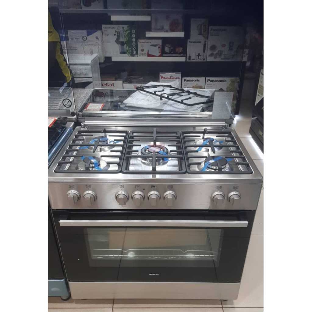 Kenwood Full Gas Cooker 90x60cm GCE90; 5-Gas Burners, Dual Rotisserie, Electric Oven & Grill, Auto Ignition, Flame Failure Protection Device - Stainless Steel Body