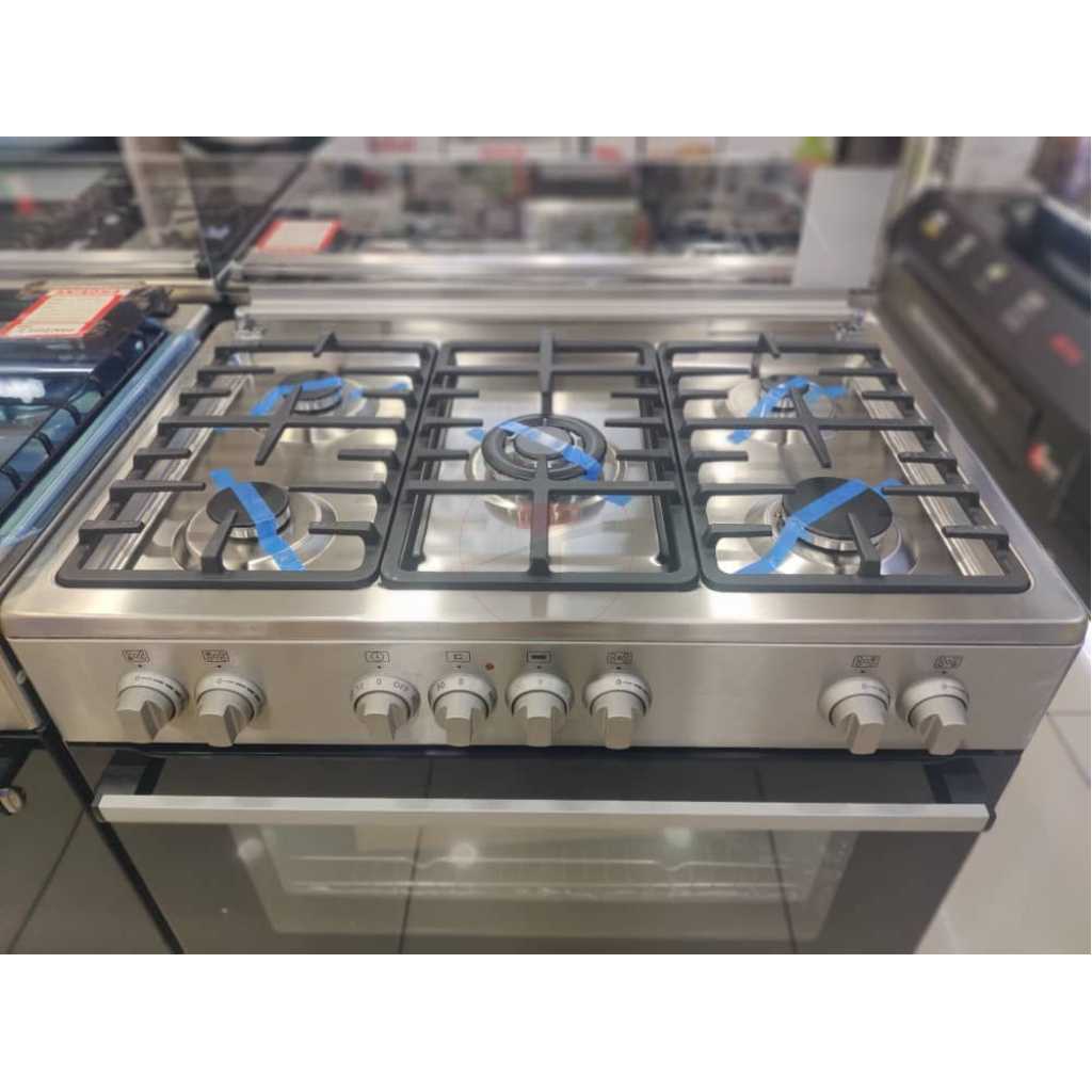 Kenwood Full Gas Cooker 90x60cm GCE90; 5-Gas Burners, Dual Rotisserie, Electric Oven & Grill, Auto Ignition, Flame Failure Protection Device - Stainless Steel Body