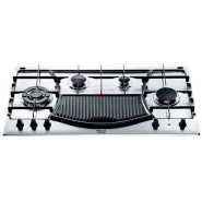Ariston 90cm Built-In Gas Hob 4-Gas Burners And 1-Electric Plate PH941MSTB, Auto Ignition, Cast Iron Pan Supports – Silver Ariston Cookers, Hobs, Ovens & Hoods TilyExpress 2