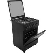 IQRA Cooker 60x60cm, IQ-FC6221-BLK 2-Gas + 2-Electric Cooker, Auto Ignition,  With Electric Oven, Grill & Rotisserie - Black