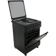 IQRA Cooker 60x60cm, IQ-FC6221-BLK 2-Gas + 2-Electric Cooker, Auto Ignition,  With Electric Oven, Grill & Rotisserie - Black