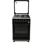 IQRA Cooker 60x60cm, IQ-FC6221-SS 2-Gas + 2-Electric Cooker, Auto Ignition,  With Electric Oven, Grill & Rotisserie - Black