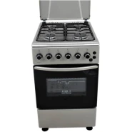 IQRA Full Gas Cooker 50x60cm, IQ-C2001SS 4-Gas Burners Cooker, Auto Ignition, With Gas Oven, Grill & Rotisserie - Stainless Steel