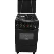 IQRA Cooker 50x60cm, IQ-C2022-BLK; 2-Gas + 2-Electric Cooker, Auto Ignition, With Electric Oven, Grill & Rotisserie – Black Combo Cookers TilyExpress