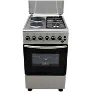 IQRA Cooker 50x60cm, IQ-C2022-SS; 2-Gas + 2-Electric Cooker, Auto Ignition, With Electric Oven, Grill & Rotisserie - Stainless Steel