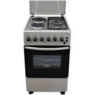 IQRA Cooker 50x60cm, IQ-C2022-SS; 2-Gas + 2-Electric Cooker, Auto Ignition, With Electric Oven, Grill & Rotisserie - Stainless Steel