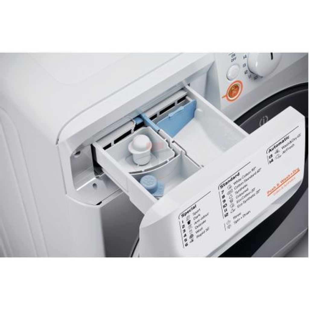 Indesit 9kg/6kg Wash & Dry Combination Washing Machine (9kg-Wash & 6kg-Dry) XWDE961480; 1400rpm, 14 Wash Programs, Quick Wash Button - Italy - Silver