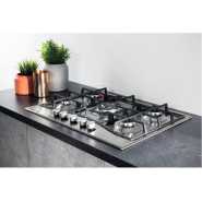 Ariston 75cm 5-Gas Burners Built-in Gas Hob PCN 751 T/IX/A; Gas Cooker, Auto Ignition, Safety Device For Flame Failure Protection, Cast Iron Pan Supports - Stainless Steel