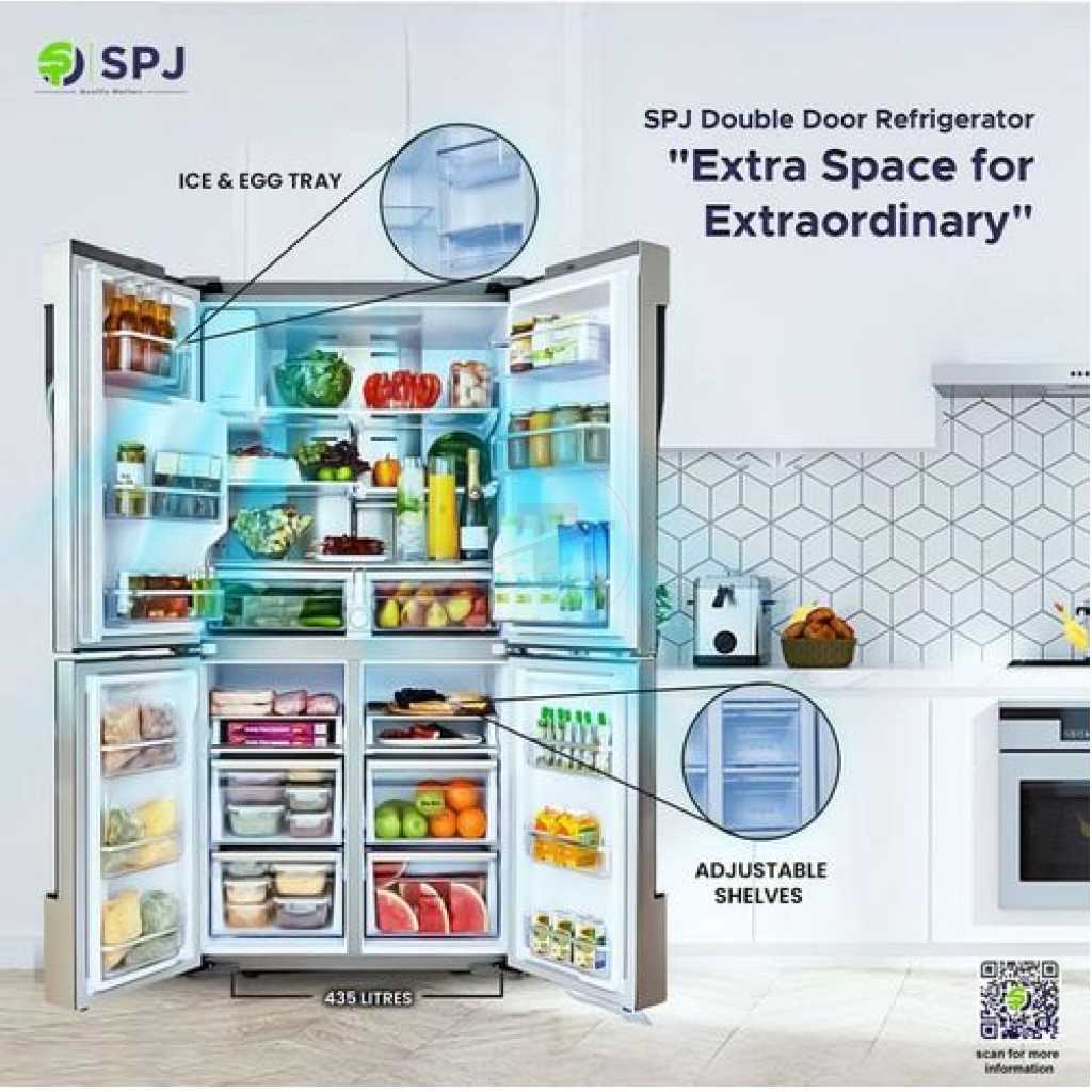 SPJ 559L 4 Door Elegant Glass Finish Refrigerator - Black