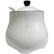 Ceramic Spice Sugar Bowl Dish - White