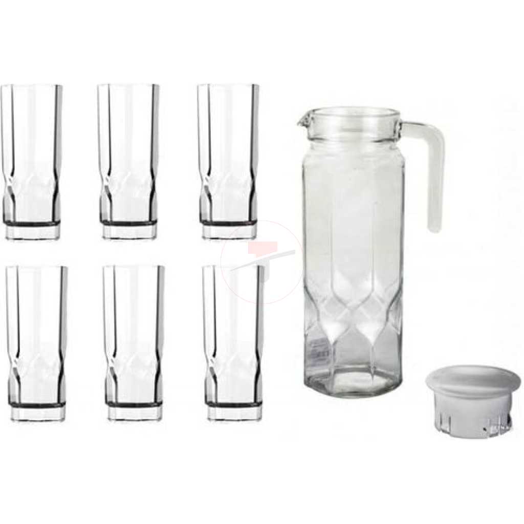 Luminarc 7 Piece Octime Diamond Water & Juice Drinkware Set- Clear.