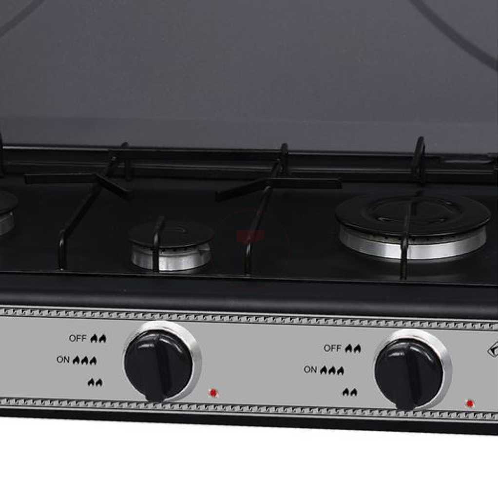 3 Burner Gas Cooker Stove With Lid -Black.