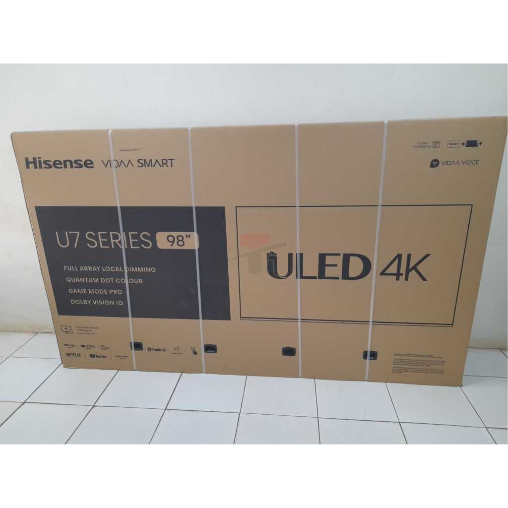 Hisense 98-Inch ULED TV; Quantum Dot 4K QLED Smart VIDAA, USB, Ethernet, WiFi, HDMI, Dolby Vision IQ, Game Mode Pro, Full Array Local Dimming, Inbuilt Free To Air Decoder - Black