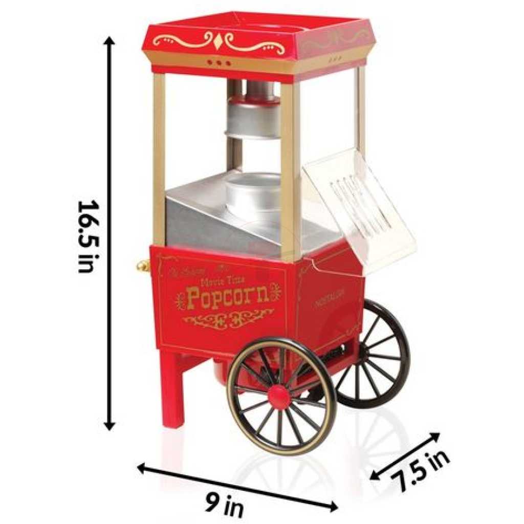 Popcorn Maker Machine With Wheels- Red