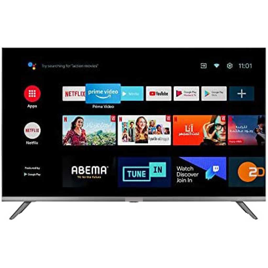 EBON 43-Inch Smart TV E43SAFL; FULL HD LED TV, 2- Remote Controls, WiFi, 3- HDMI Ports, USB, Inbuilt Free To Air Decoder - Black