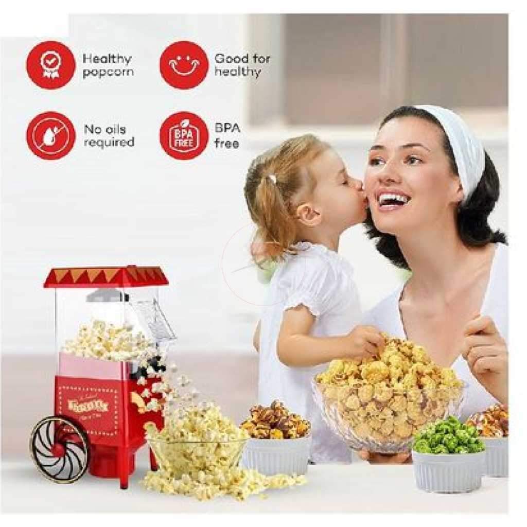 Popcorn Maker Machine With Wheels- Red