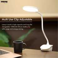 Geepas GE53026 Rechargeable Desk Lamp, 1200mAh, 1.8W, Book Light with Clip | Touch Sensitive Control 3 Brightness Eye-Protect Night Light |Portable SMD LED Lamp for E-Reader