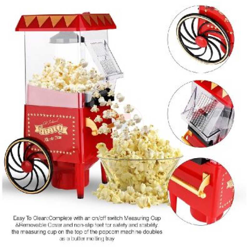 Popcorn Maker Machine With Wheels- Red