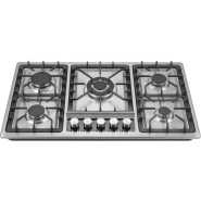 IQRA 90cm Built-In Gas Hob IQ-KH5014SS, Auto Ignition, Cast Iron Pan Supports, Flame Failure Device - Stainless Steel