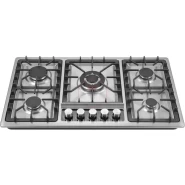 IQRA 90cm Built-In Gas Hob IQ-KH5014SS, Auto Ignition, Cast Iron Pan Supports, Flame Failure Device - Stainless Steel