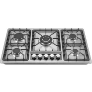 IQRA 90cm Built-In Gas Hob IQ-KH5014SS, Auto Ignition, Cast Iron Pan Supports, Flame Failure Device - Stainless Steel