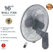IQRA 16″ Wall Fan With Remote IQ-WF019R; 50W; 100% Copper Motor, Timer – Black Wall Mount Fans TilyExpress