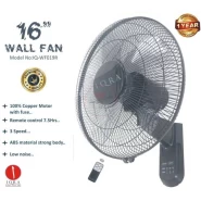 IQRA 16" Wall Fan With Remote IQ-WF019R; 50W; 100% Copper Motor, Timer - Black