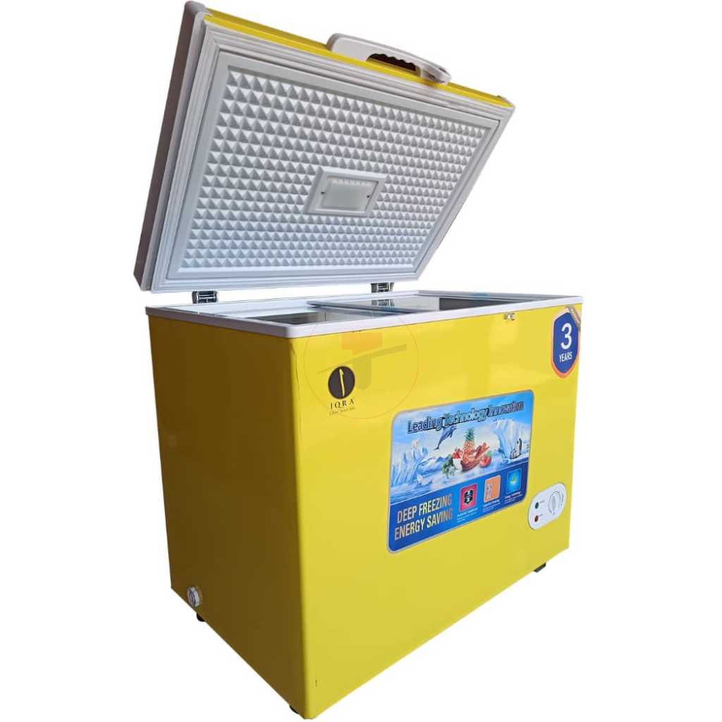 IQRA 211-Litre Chest Freezer IQ-CF2110, Single Door Deep Freezer, Thermostat| Overload|R134A/50g - Yellow