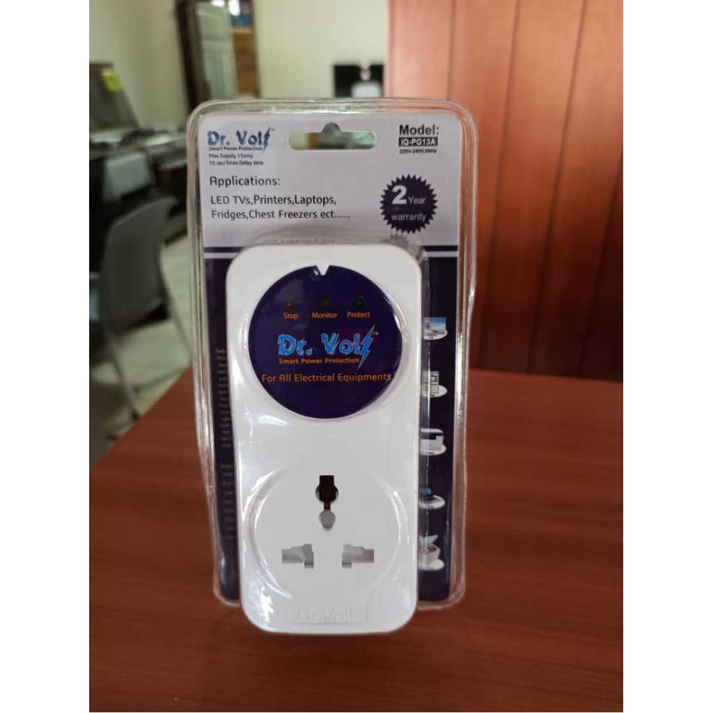 Dr. Volt 13 Amps Power Surge Protector IQ-PG13A, For TVs, Fridges, Laptops, Freezers & More - White